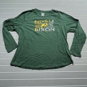 Hanes NDSU Bison Long Sleeve Graphic Tee‎ Green Womens 2XL North Dakota State